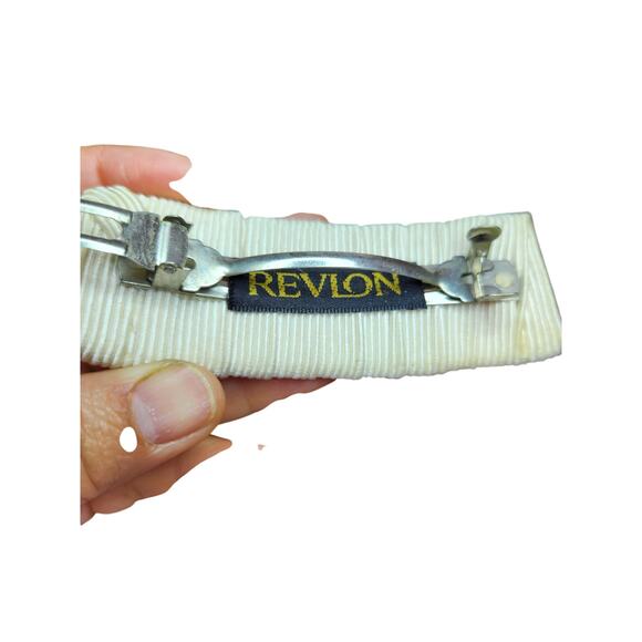 Vintage Hair Clip Duo‎ – Revlon Cream Fabric Barrette & Black Rhinestone Clip - Picture 3 of 3